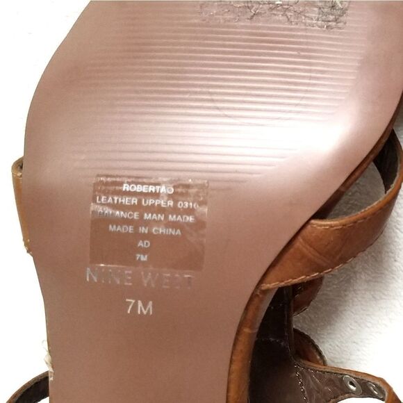 NINE West Robertao Strappy Open Toe Kitten Heels 7 - Picture 8 of 8